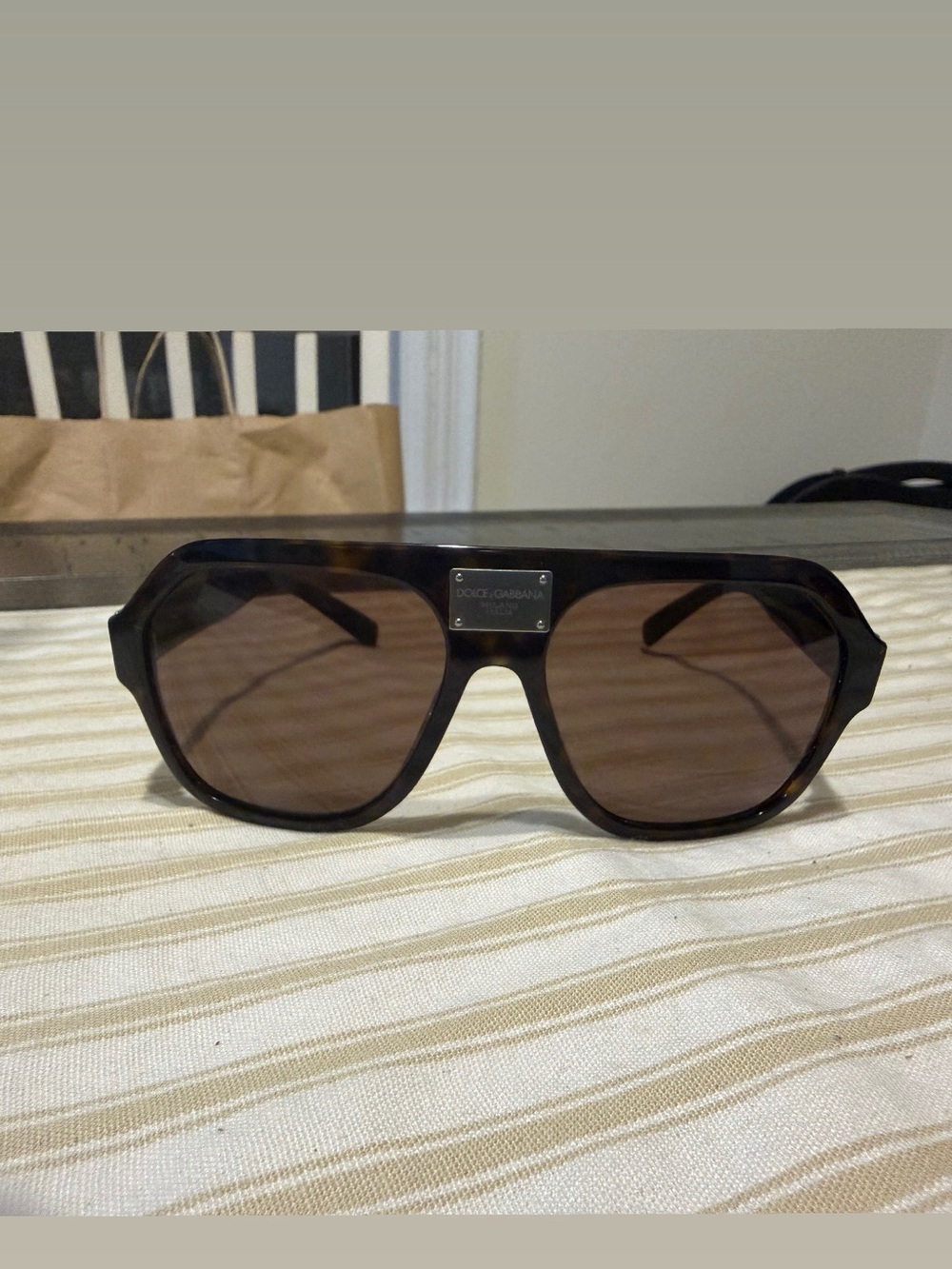 Dolce & Gabbana Tortoiseshell Brown Shield Sunglasses